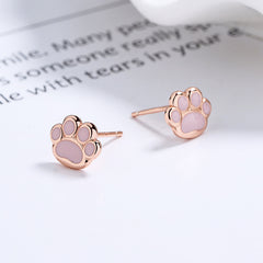 925 Sterling Silver Sweet Pink Cat's Claw Thread Ear Nail Women's Cute Cat's Claw Ear Bone Nail Simple Ins Elegant Ear Jewelry